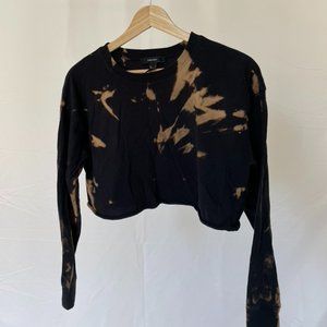 UPCYCLED Acid Wash Black Cropped Long Sleeve Tee